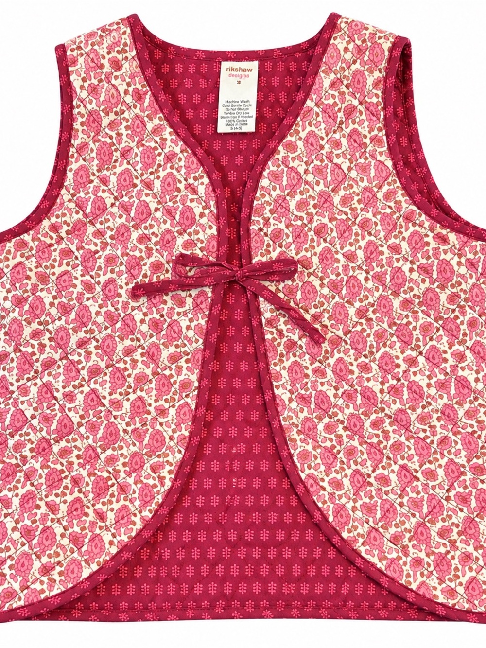Rikshaw Design Girls Size 8 Reversible Quilted Floral Cotton Vest